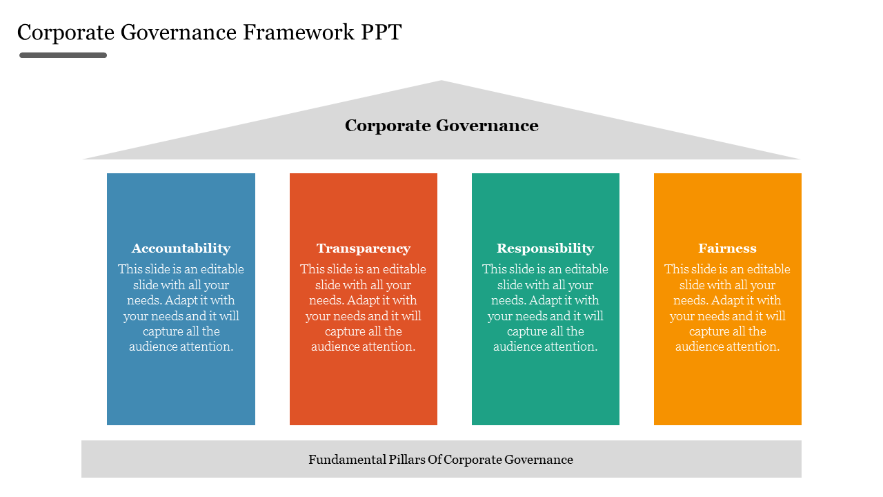 Stunning Corporate Governance Framework PPT Template